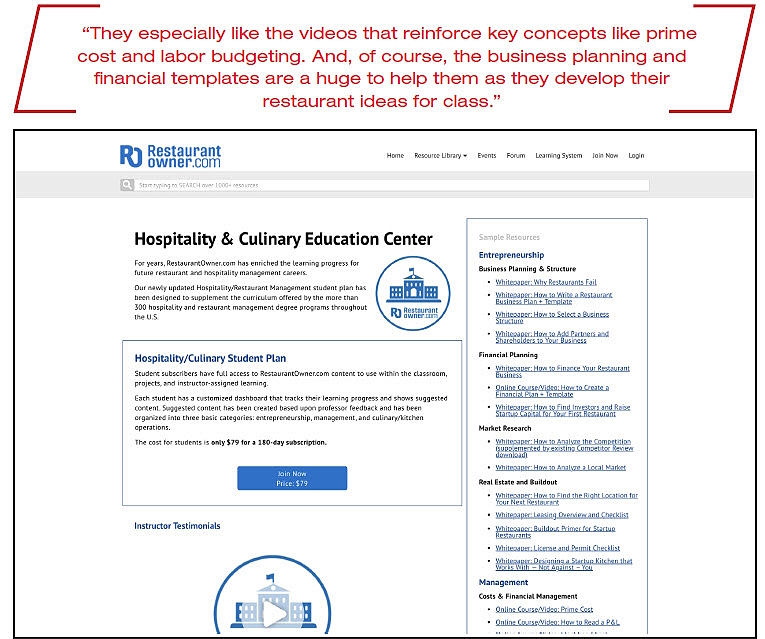 Introducing the RestaurantOwner.com Hospitality & Culinary Education Center